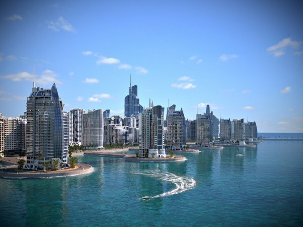 Вид на современный Баку с Каспия