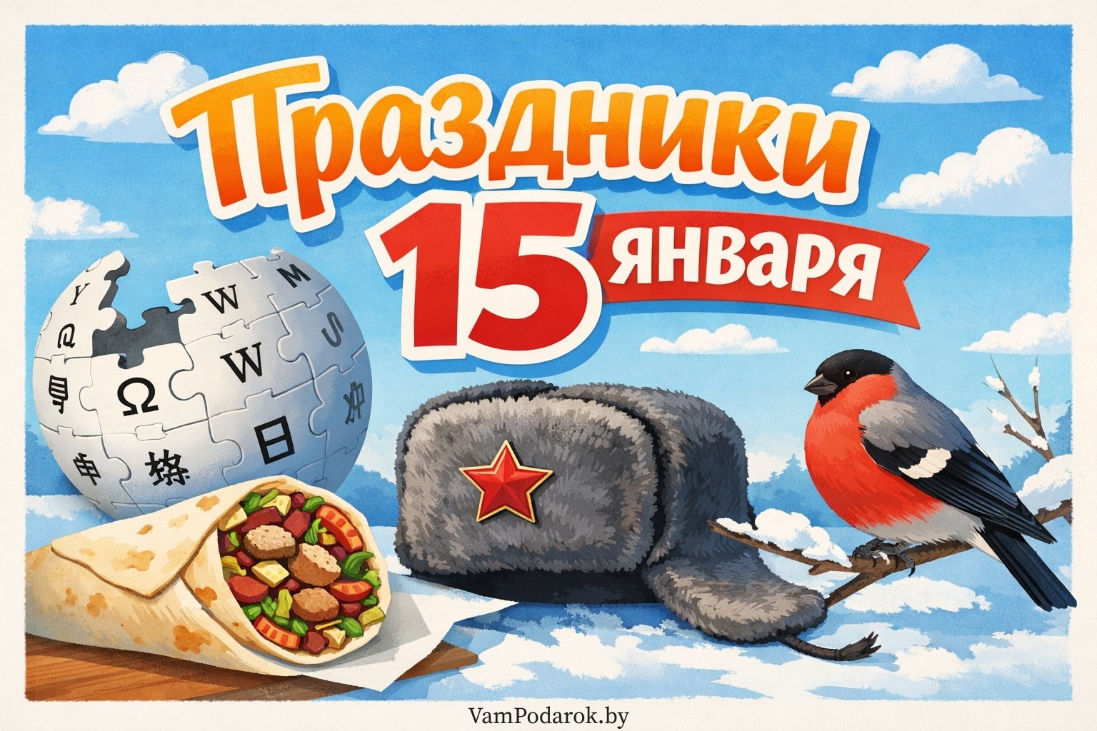 Праздники 15 января 2026 года – открытки и картинки