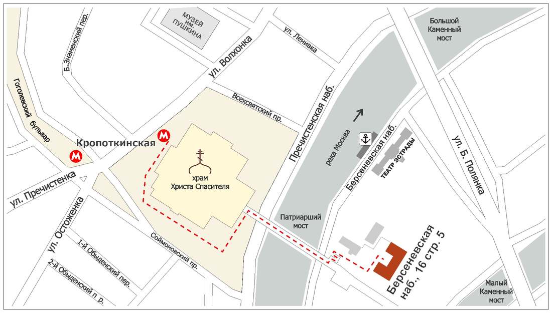 Карта храм христа спасителя на карте москвы