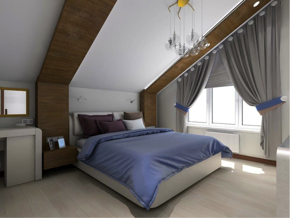 Оформляем дизайн спальни в мансарде (71 фото)