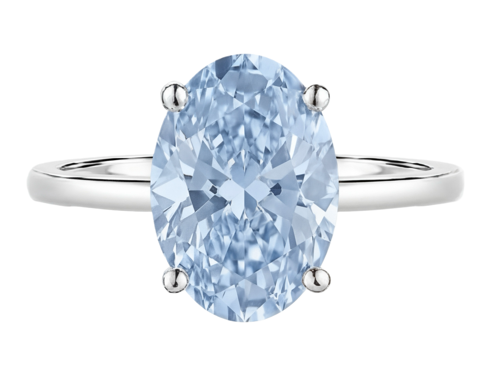 Золотое кольцо с выращенным бриллиантом огранки овал, голубой выращенный бриллиант, кольцо с голубым выращенным бриллиантом