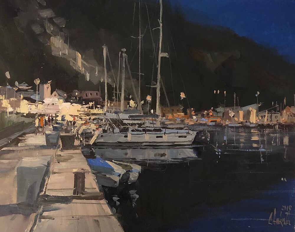 Kotor at night. Montenegro. Oil on canvas, 40x50 cm