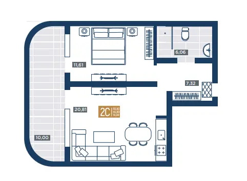 2-комнатный 55,80 м²