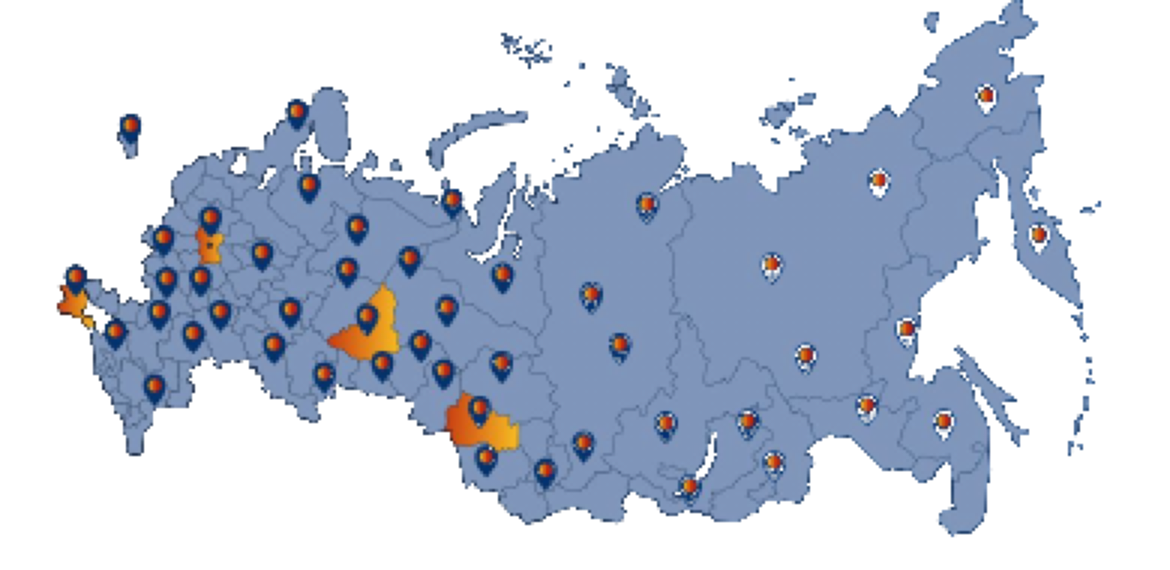 Карта сервисной сети HUBERT по России
