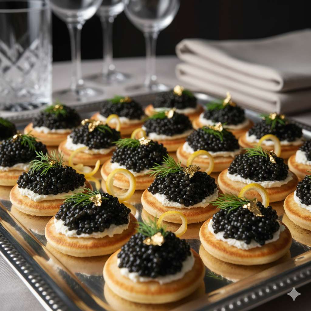 канапе с черной икрой