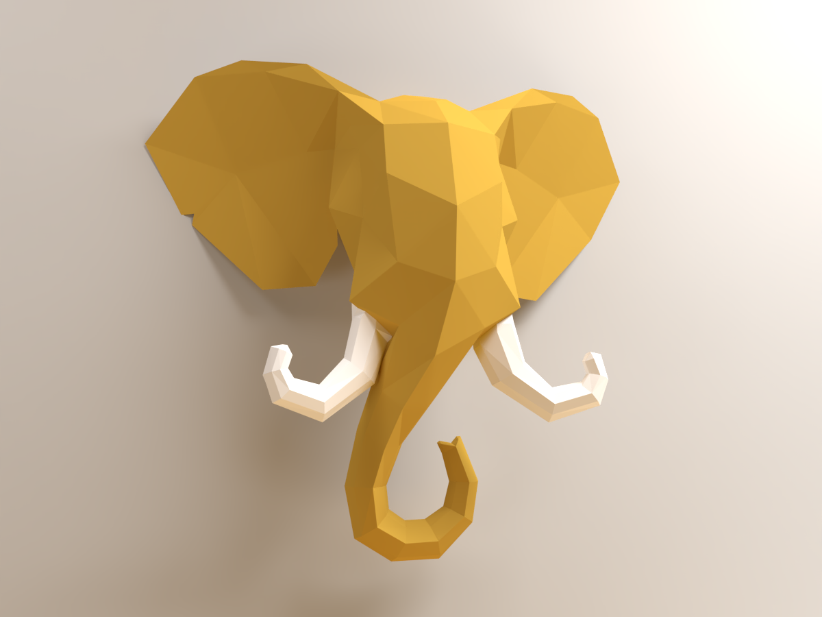 полигональная фигура из бумаги, полигональная фигура слон, паперкрафт слон, паперкрафт, полигональная фигура
