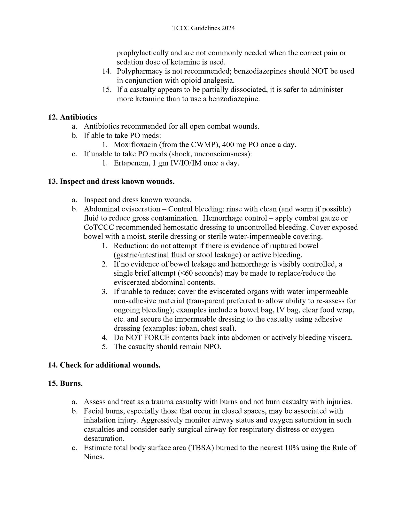 Протокол Tactical Combat Casualty Care (TCCC) Guidelines от 25 января 2024 г. полный текст на английском языке