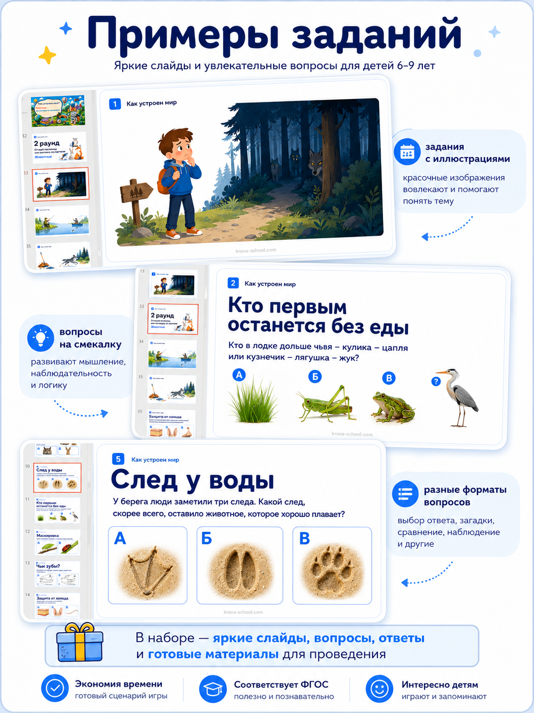Пример слайда или задания из игры Как устроен мир. Животные
