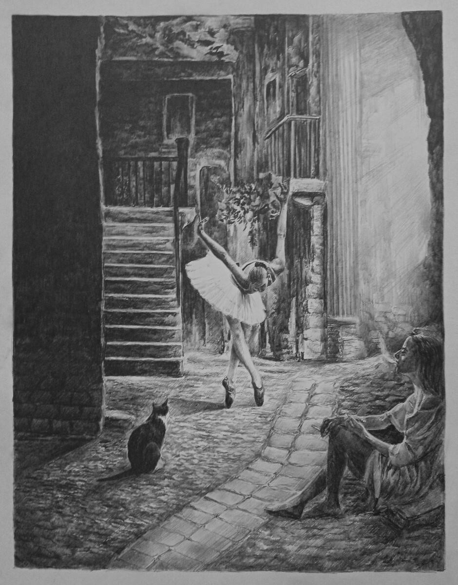 Балерина, кошка, купить картину, рисунки, графика рисунки, нарисовать рисунок, романтика, рисунки карандашом, красивые рисунки, творчество, рисунки графикой, картины художников, графика купить, красивые картины, картины