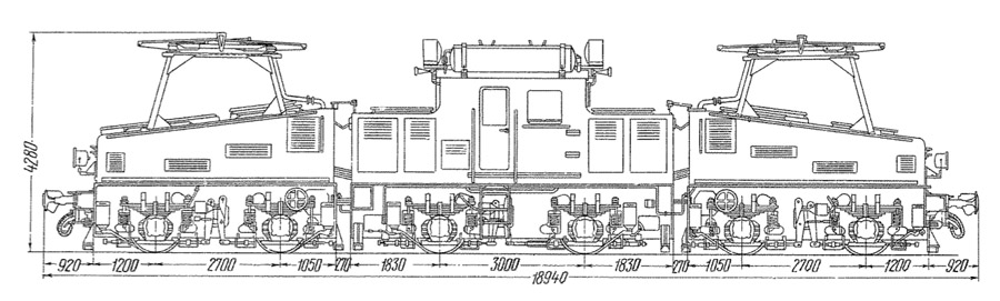 Промышленный электровоз ПЭ150 чертеж