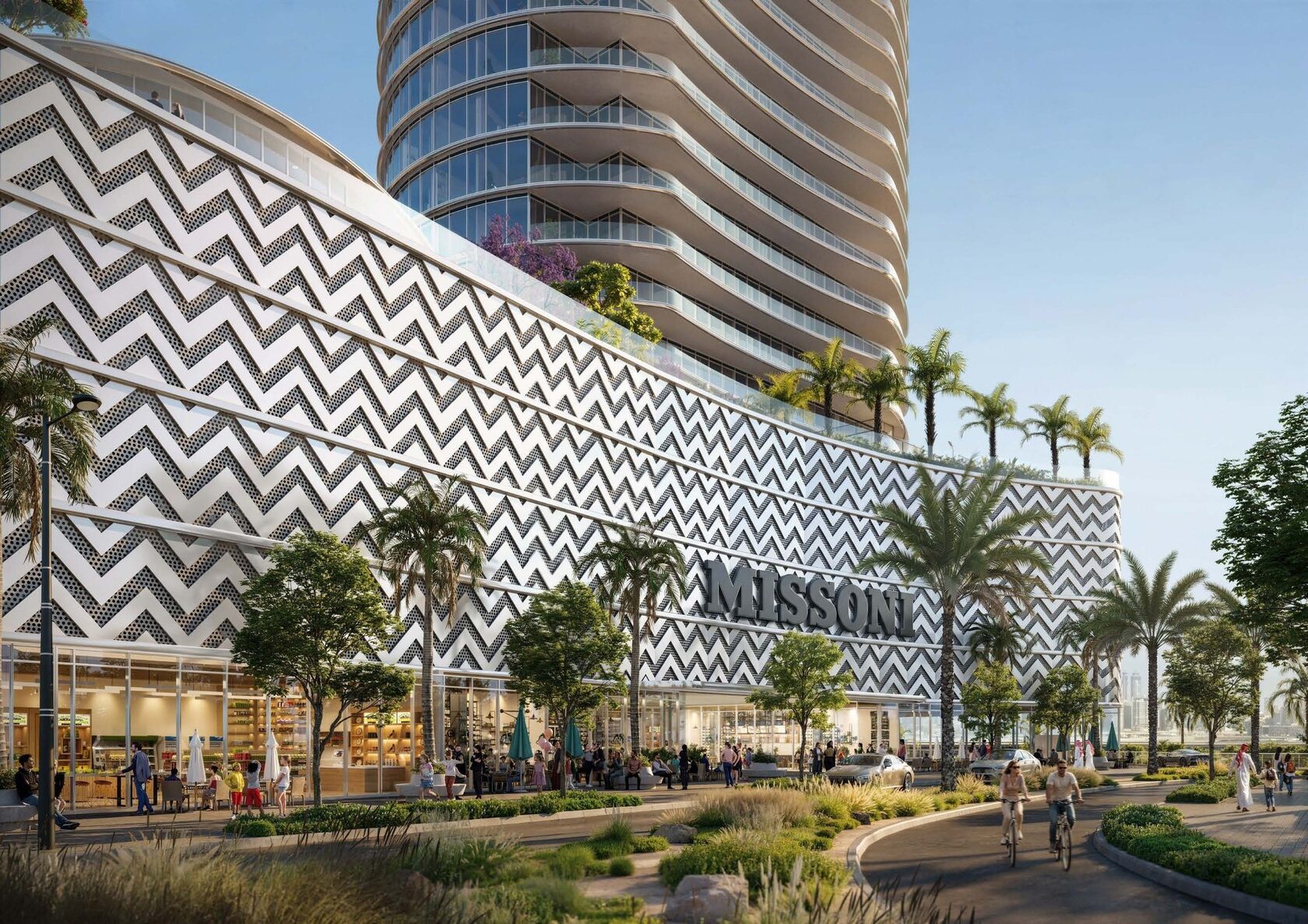 Missoni zigzag on the podium facade