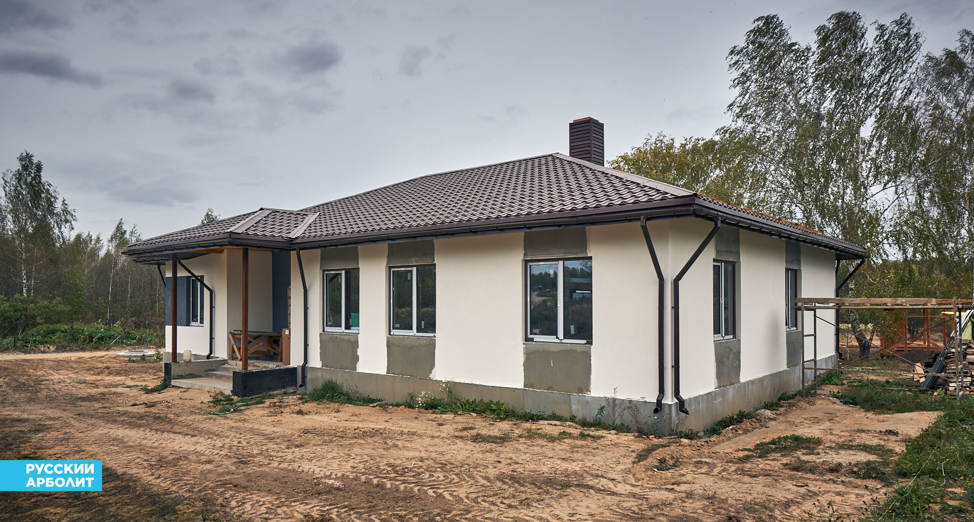 дом с гаражом из пеноарболитовых панелей в Ивановской области