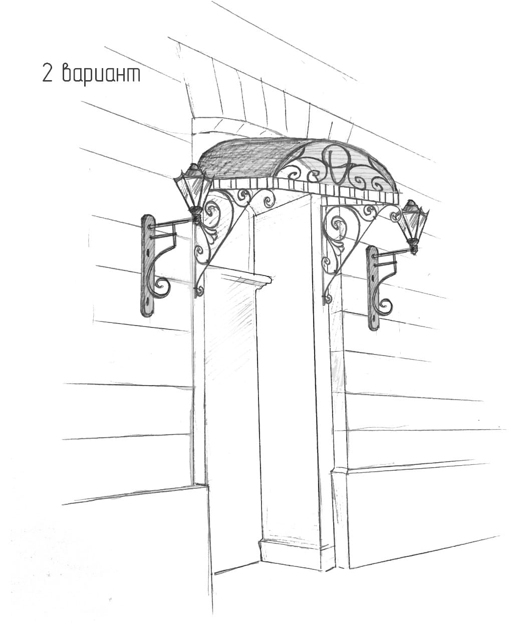 Эскизы козырьков над входом в жилой дом