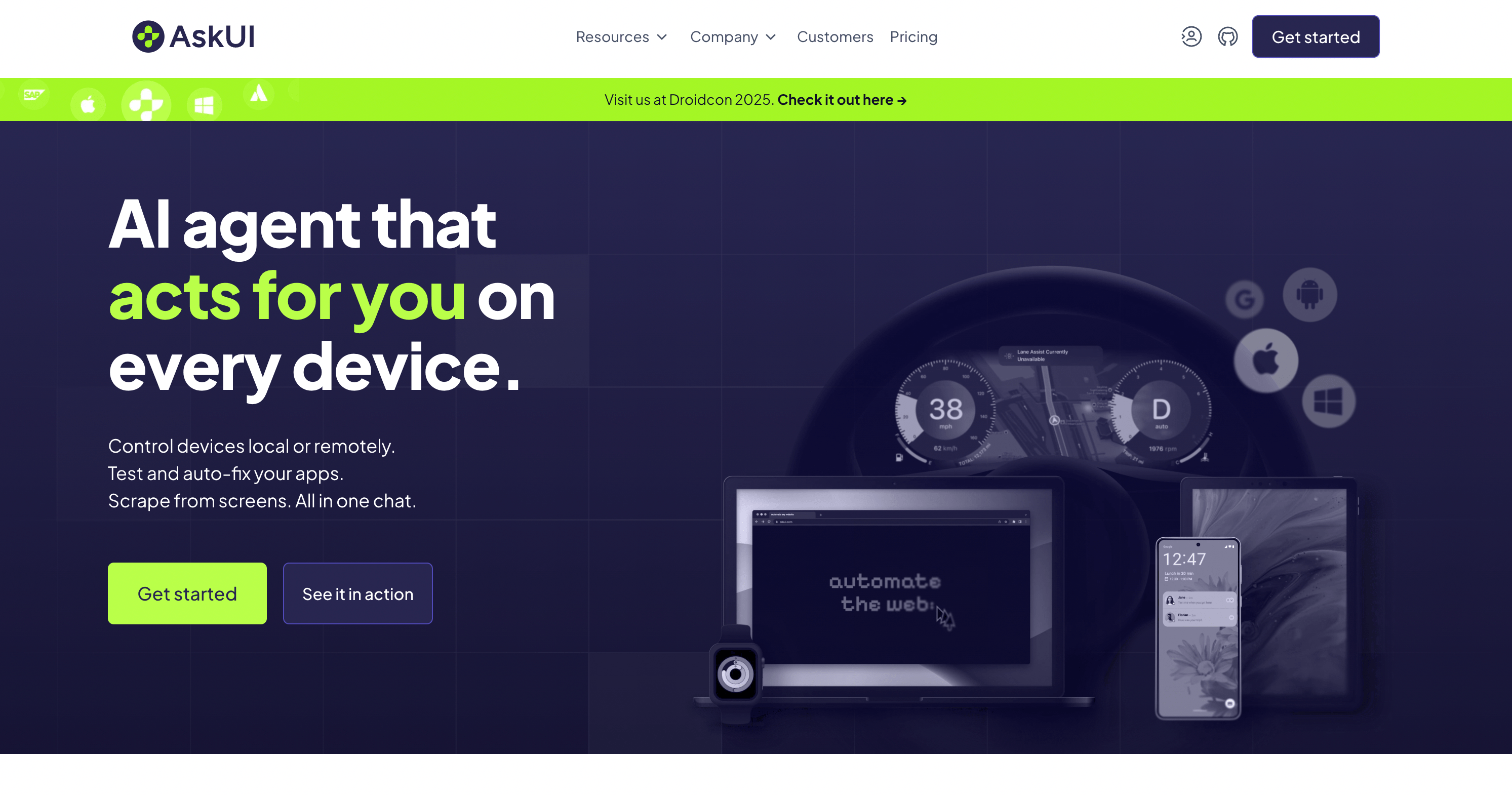 Скриншот страницы AskUI