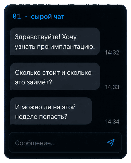Сырой чат пациента