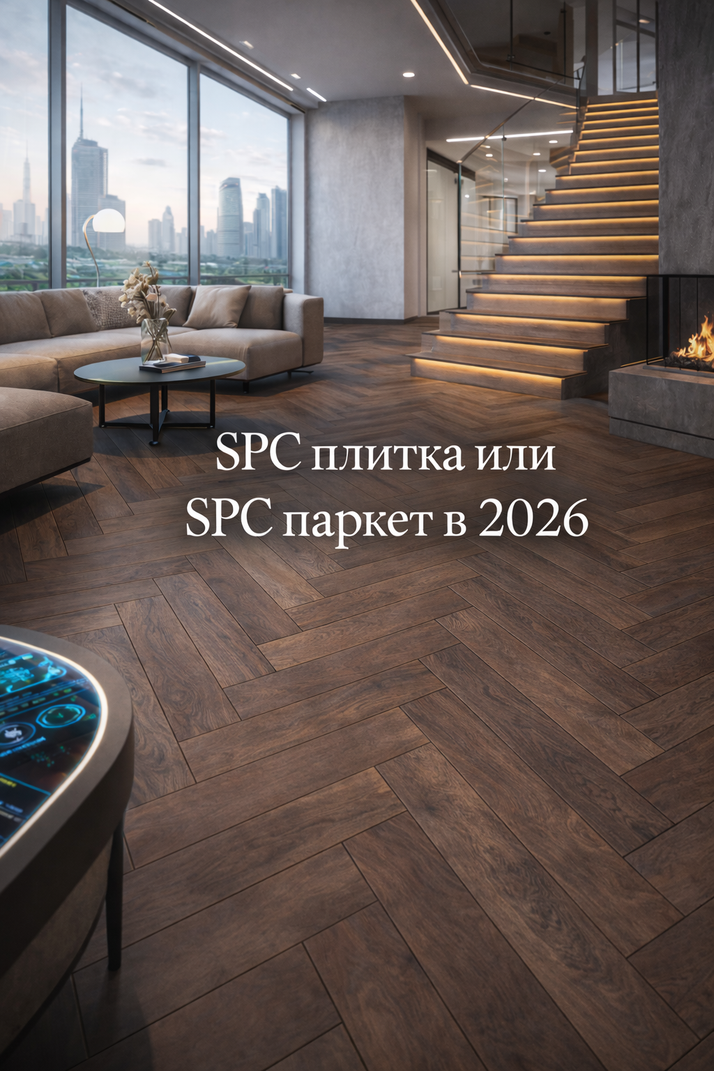 Сравнение SPC плитки и SPC паркета со шпоном в современном интерьере, подбор в Санкт-Петербурге и ЛО, доставка по России — Parket Brothers