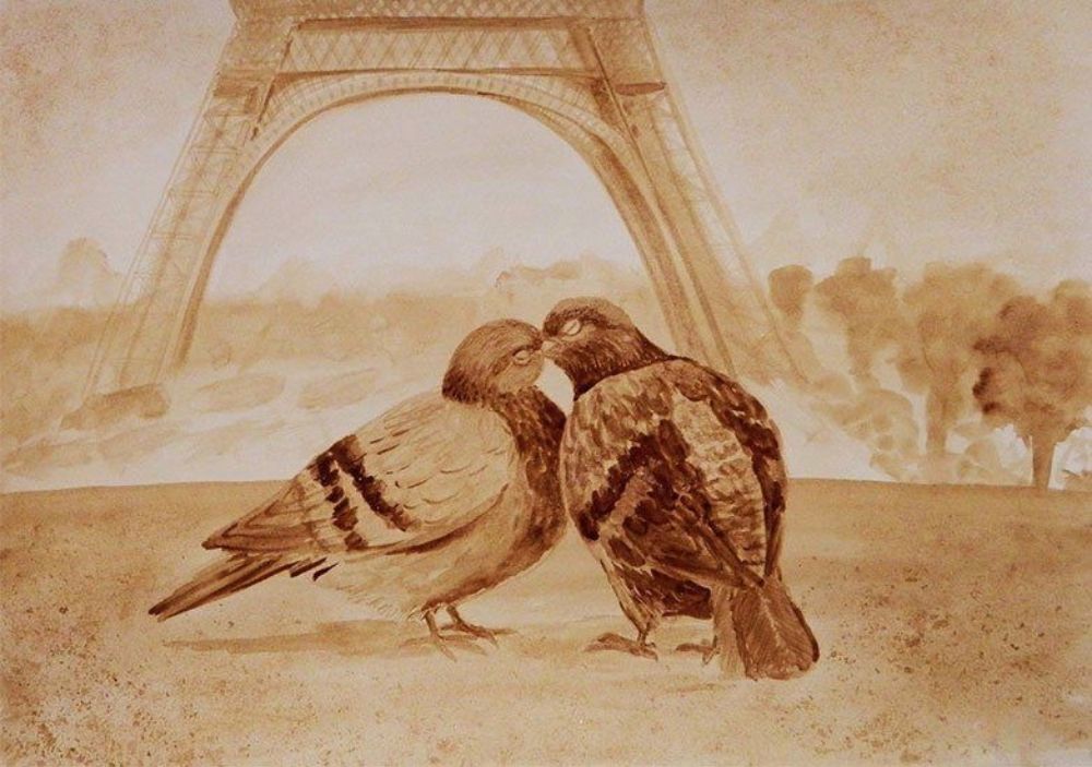 Голуби Кофейная гризайль