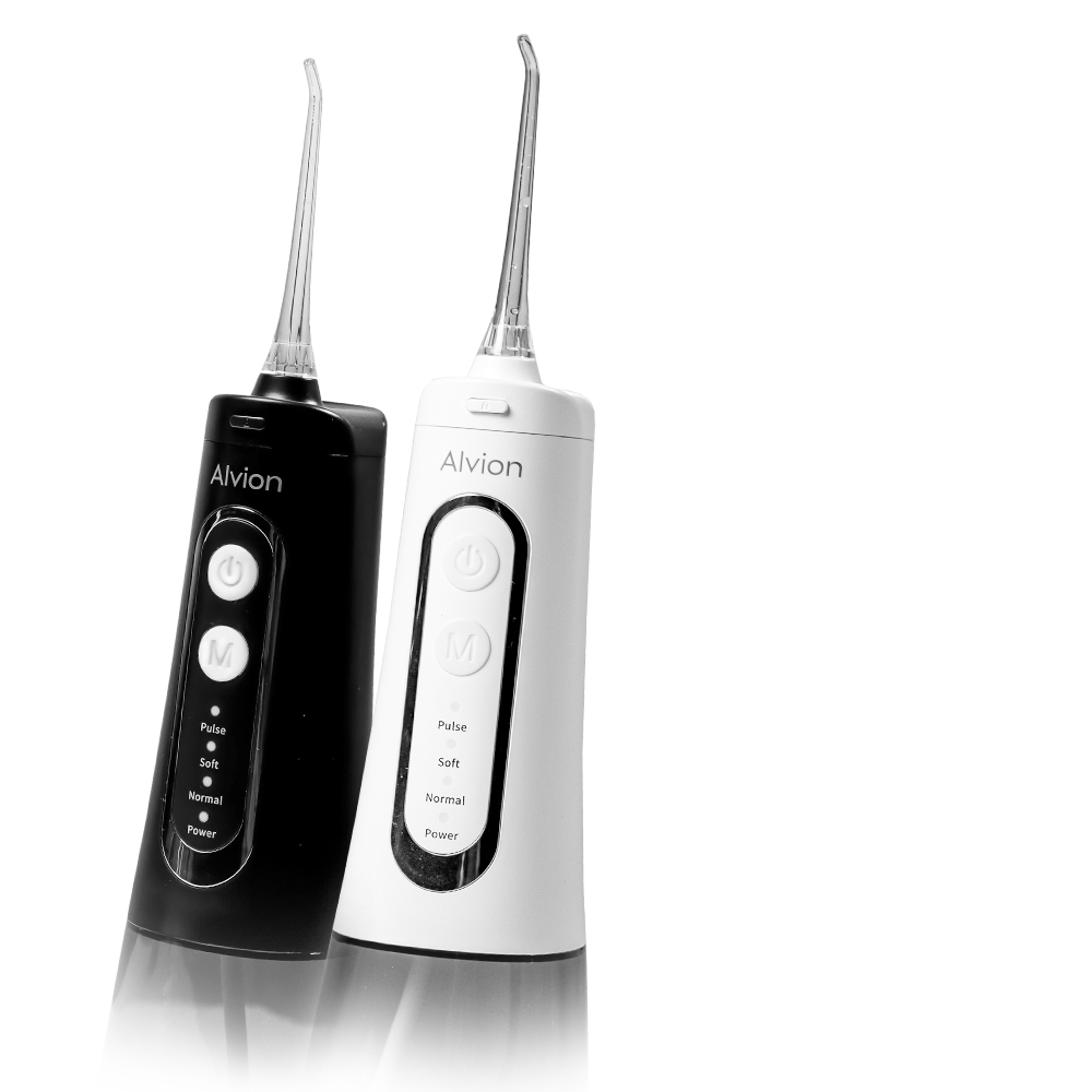 Черная и белая зубные электрические щетки Alvion Eos