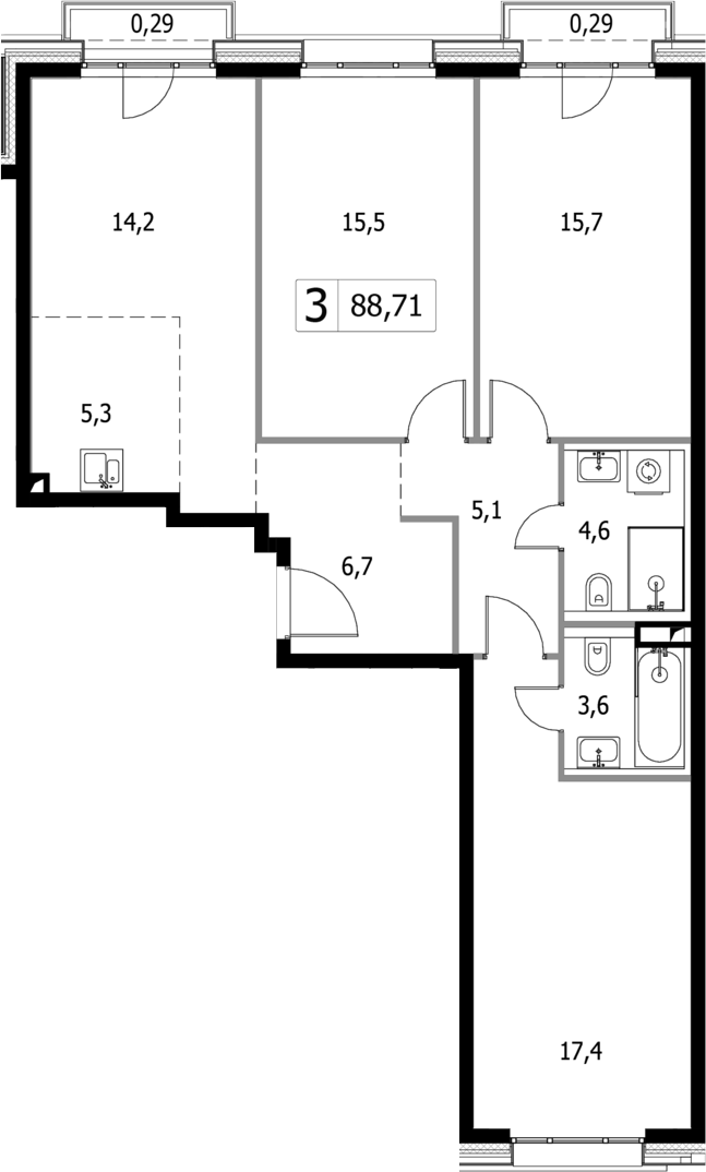 4 Евро 88,71 м²