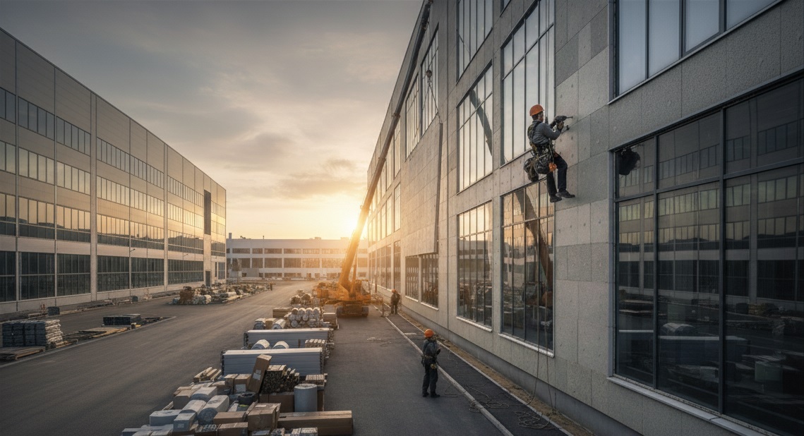 Монтаж современных фасадов в Новосибирске