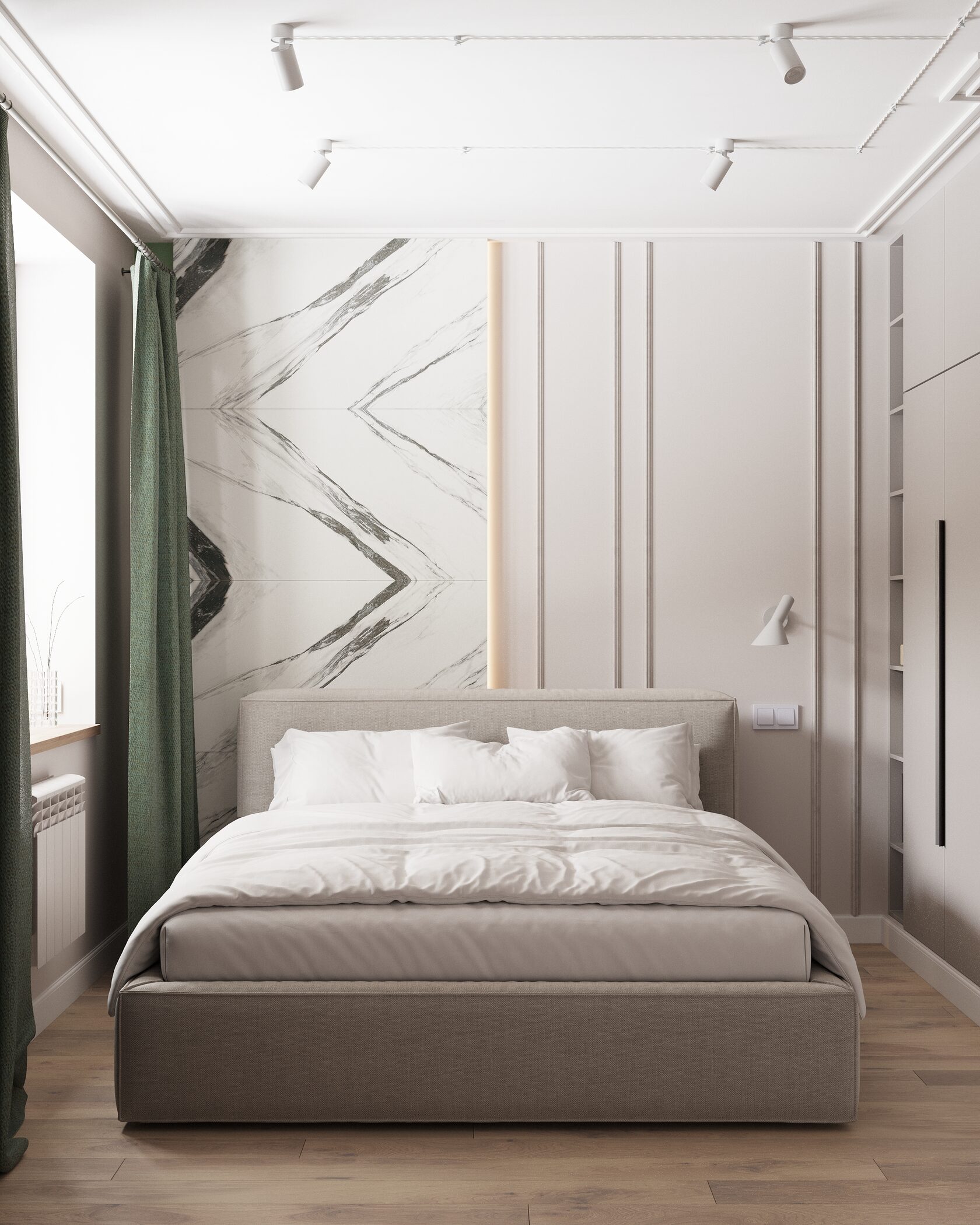 Керамогранит в спальне, как сделать эффектное изголовье 