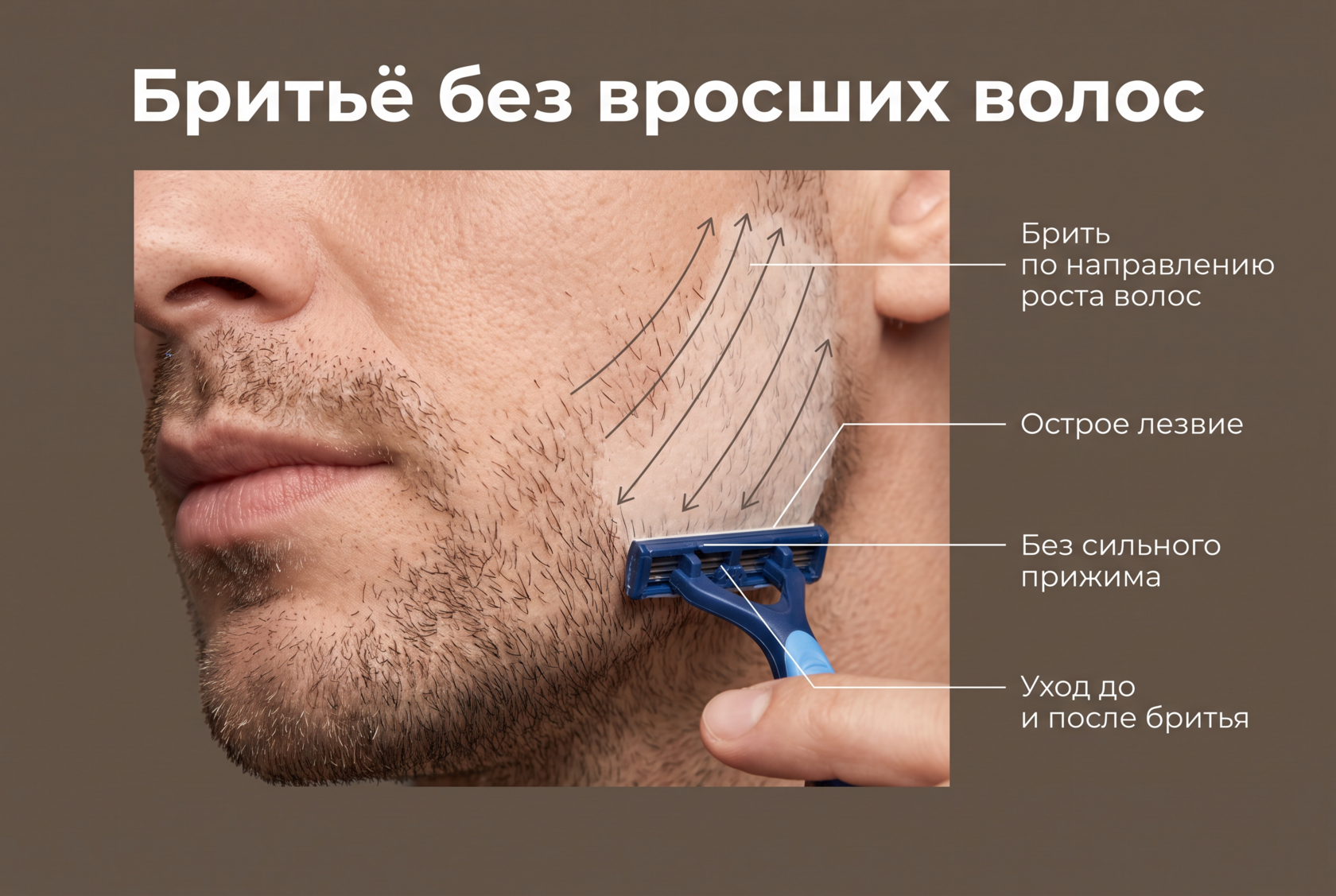 Техника бритья мужской кожи без вросших волос