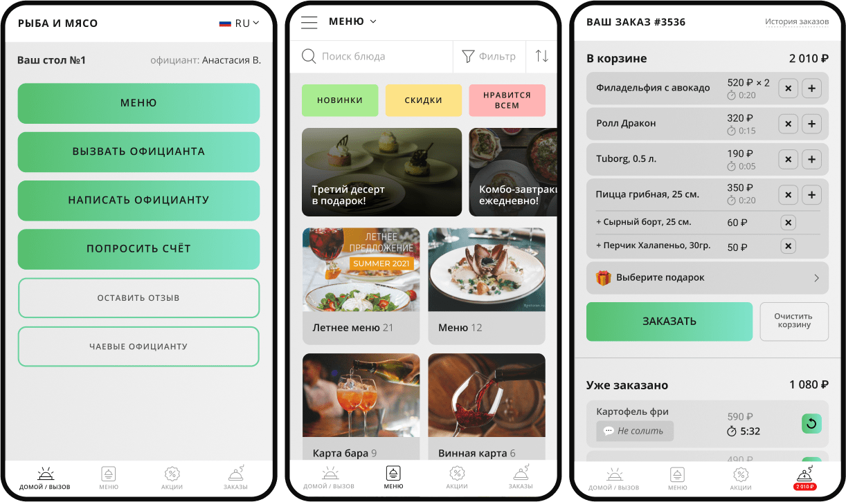 Электронное QR-меню QR-коды для ресторана Restomenu