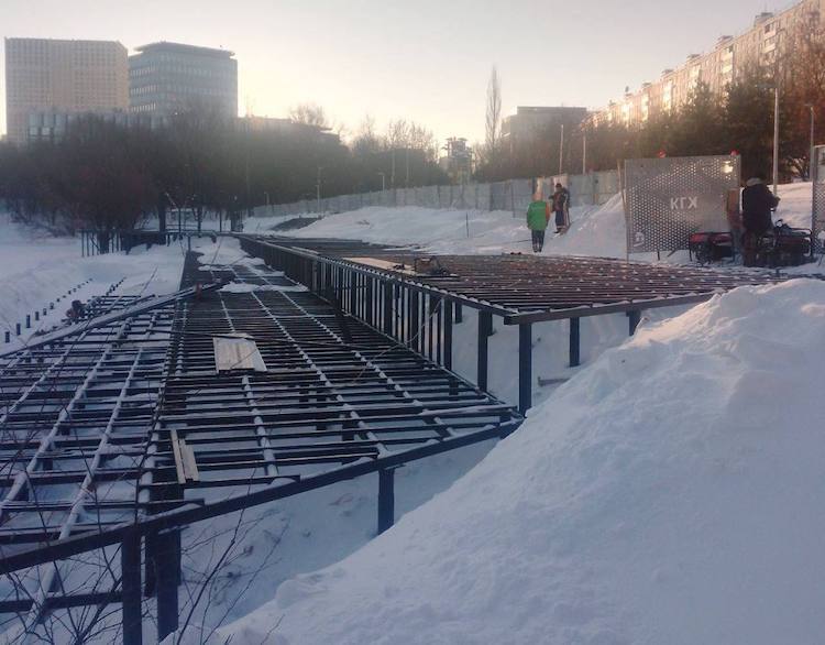 Монтаж каркаса под террасную доску