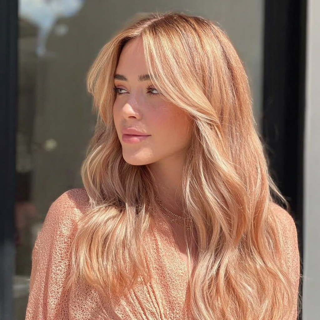 Клубничный блонд в технике балаяж: фото 