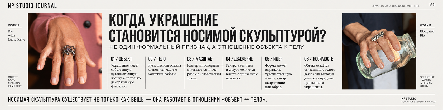 Инфографика NP Studio Journal: когда украшение становится носимой скульптурой