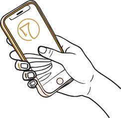 Рука кликающая по телефону с целью сделать заявку