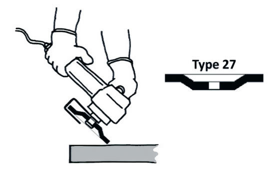 Использовать только для шлифования круги Тип 27.