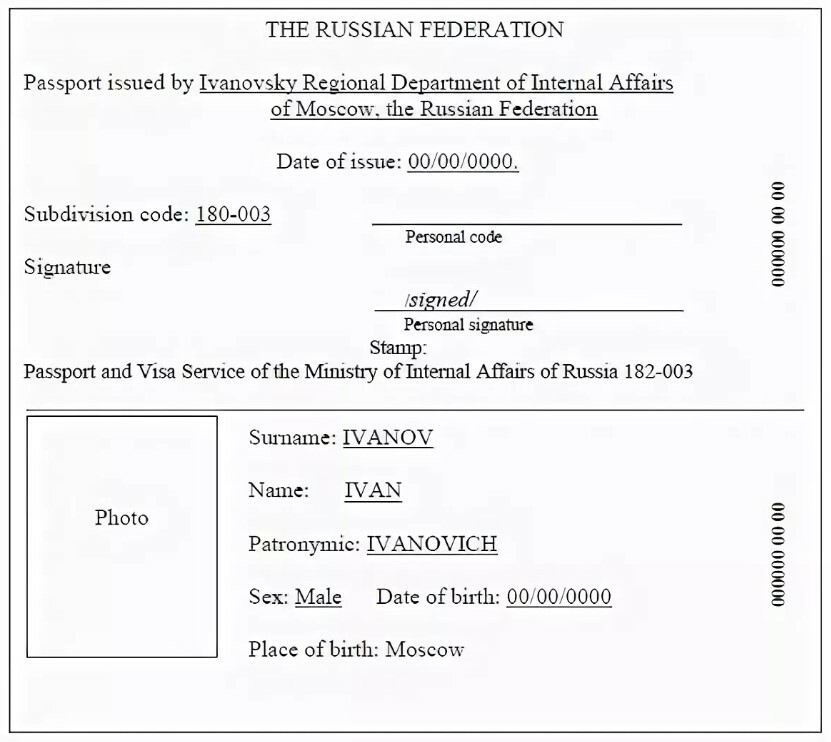 Как правильно сделать перевод паспорта образец