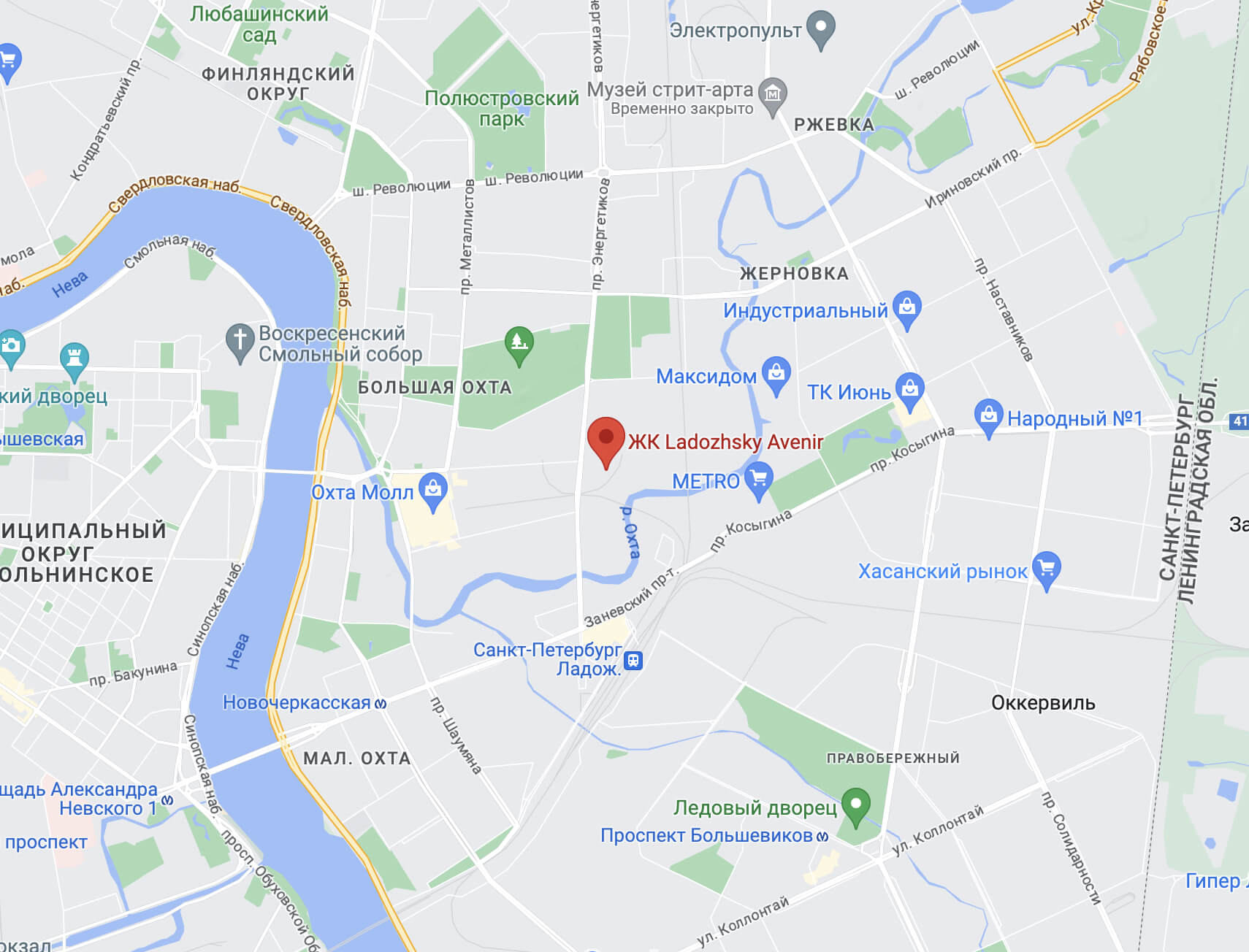 Карта расположения апарт-отеля Ladozhsky AVENIR