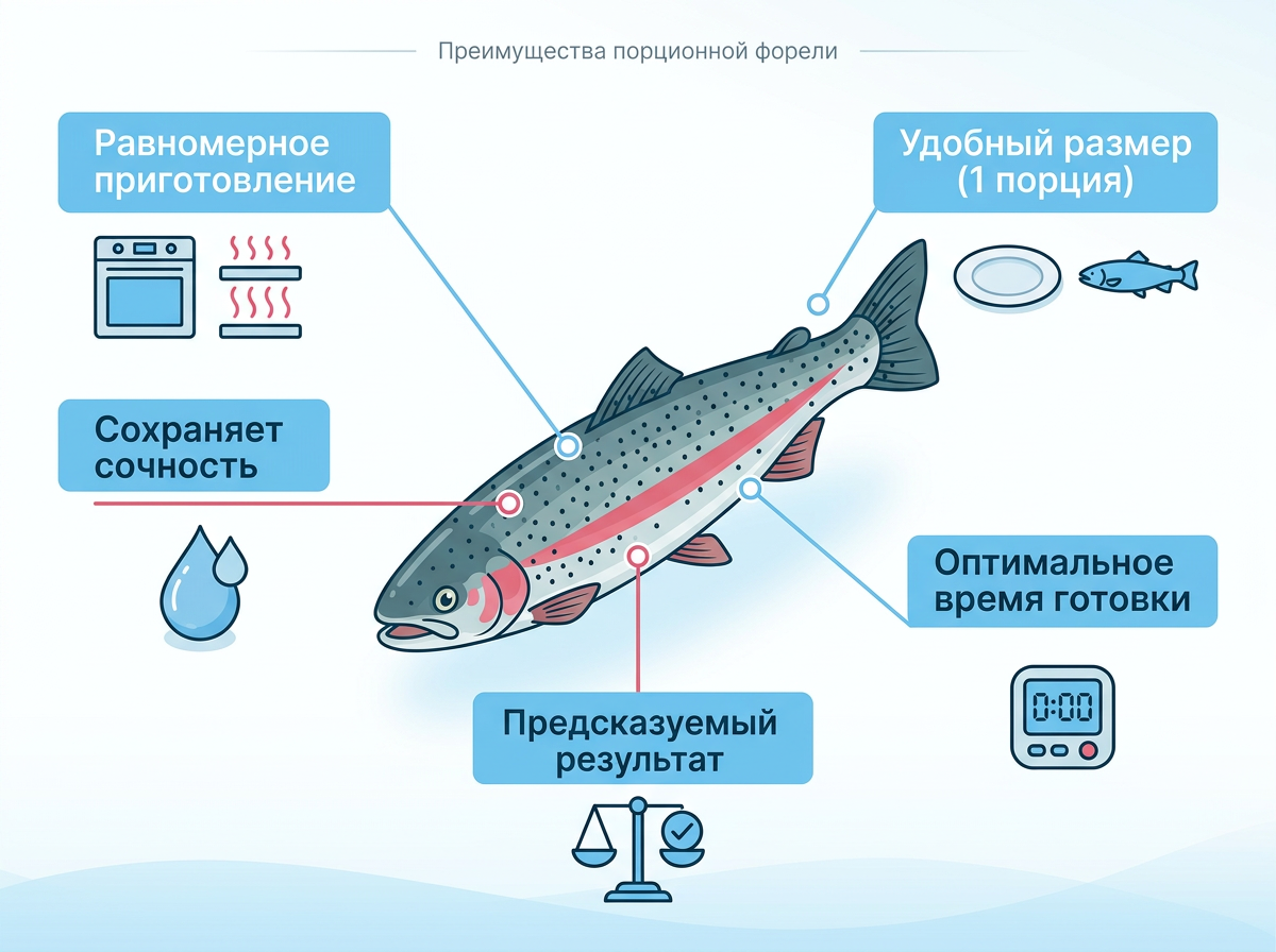 Радужная форель и порционный формат - почему размер 300–700 г — оптимальный