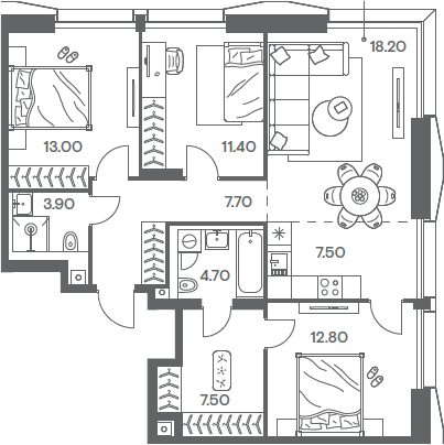 4-комн 112,6 м²