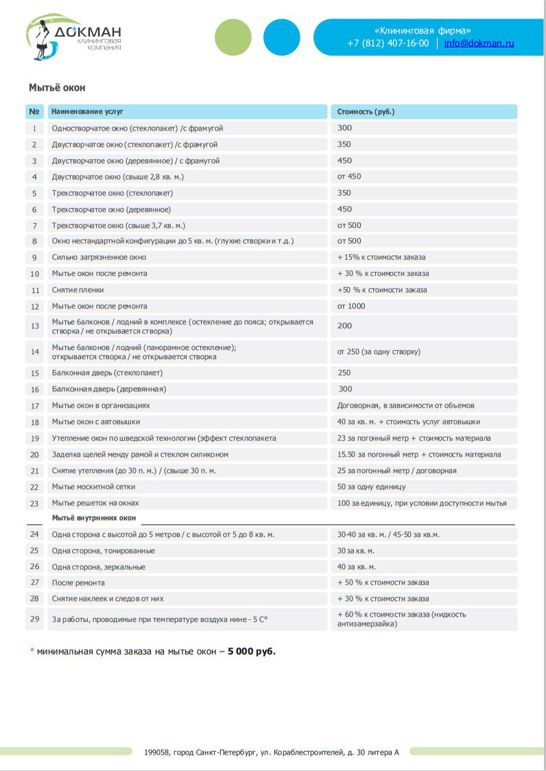 Заявка на мытье окон в офисе образец