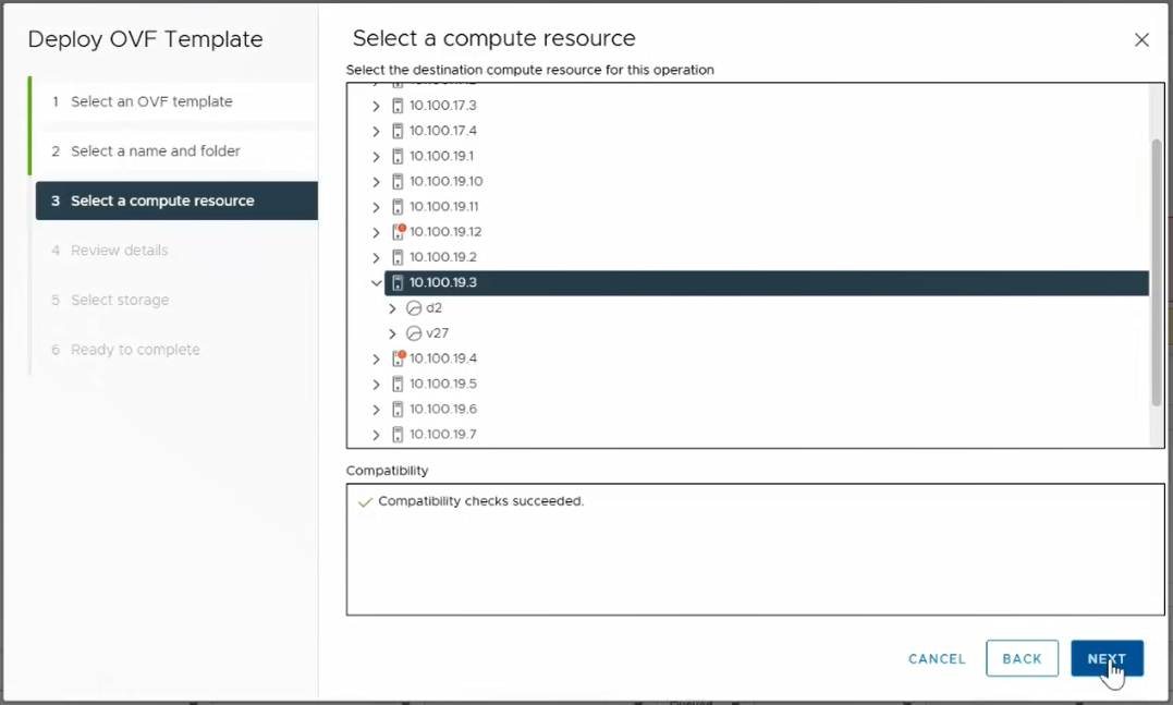 Рисунок 5 — Выбор устройства для развертывания образа ВМ