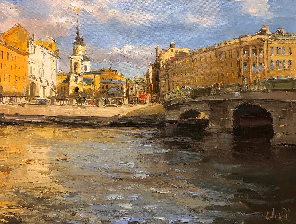 The Fontanka. The Belinsky Bridge. 2020. Oil on canvas, 60x70 cm