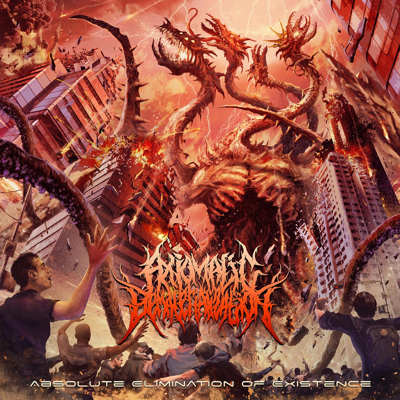 Cover art for second single. Alien mosters attack Moscow City. One in the centre is the leader and the others are his soldiers