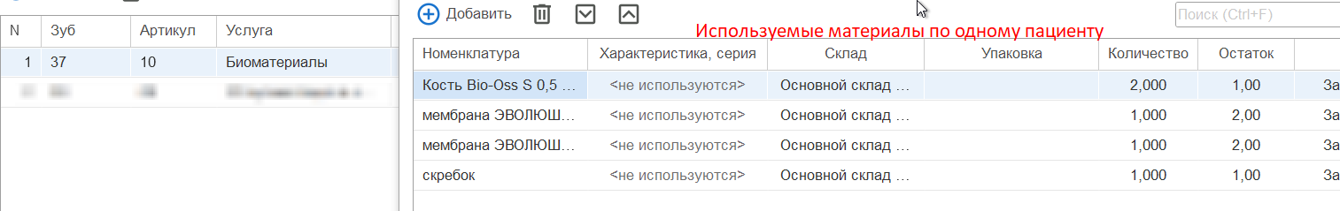 фиксируем маетарилы по контретному пациенту