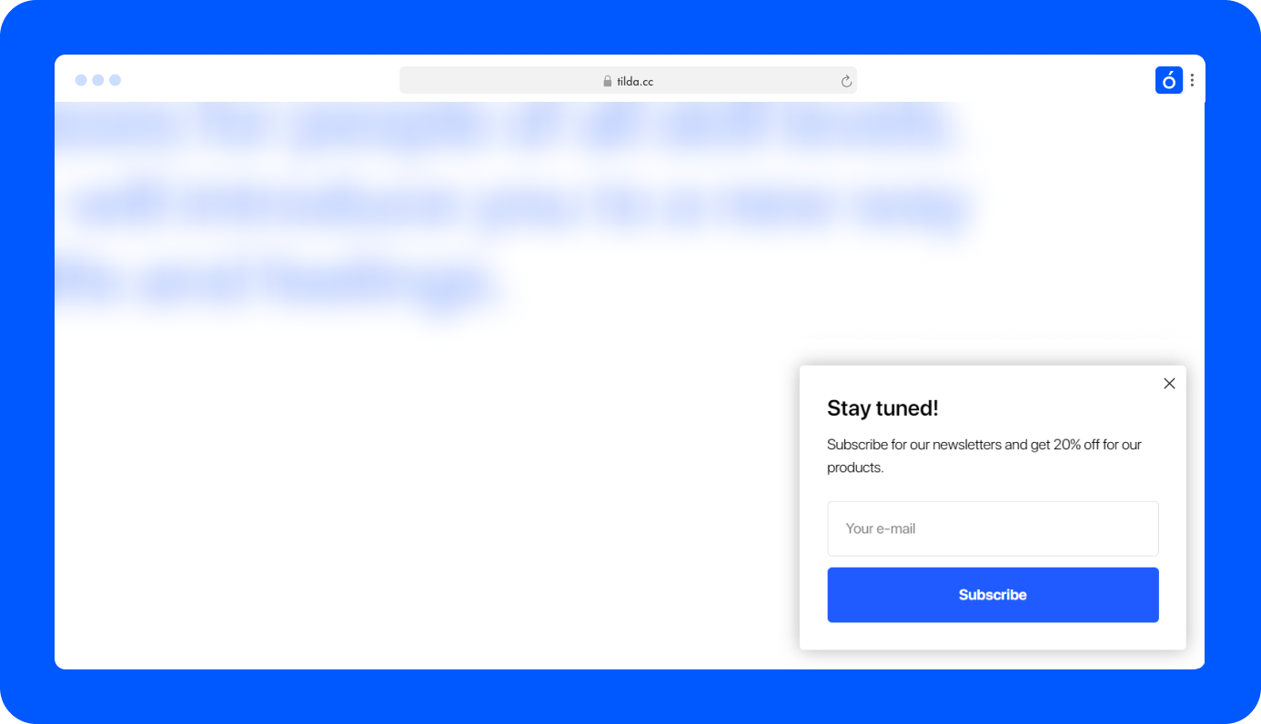 BF504 Popup: форма в углу экрана
