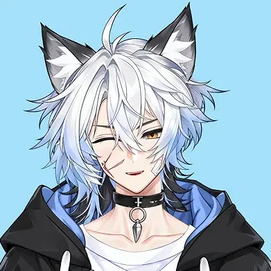Подмигивание — VTuber модель парня-волка