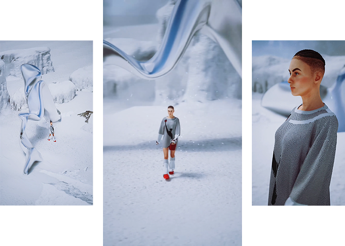 Зимняя 3D-локация с аватаром в трикотажной одежде