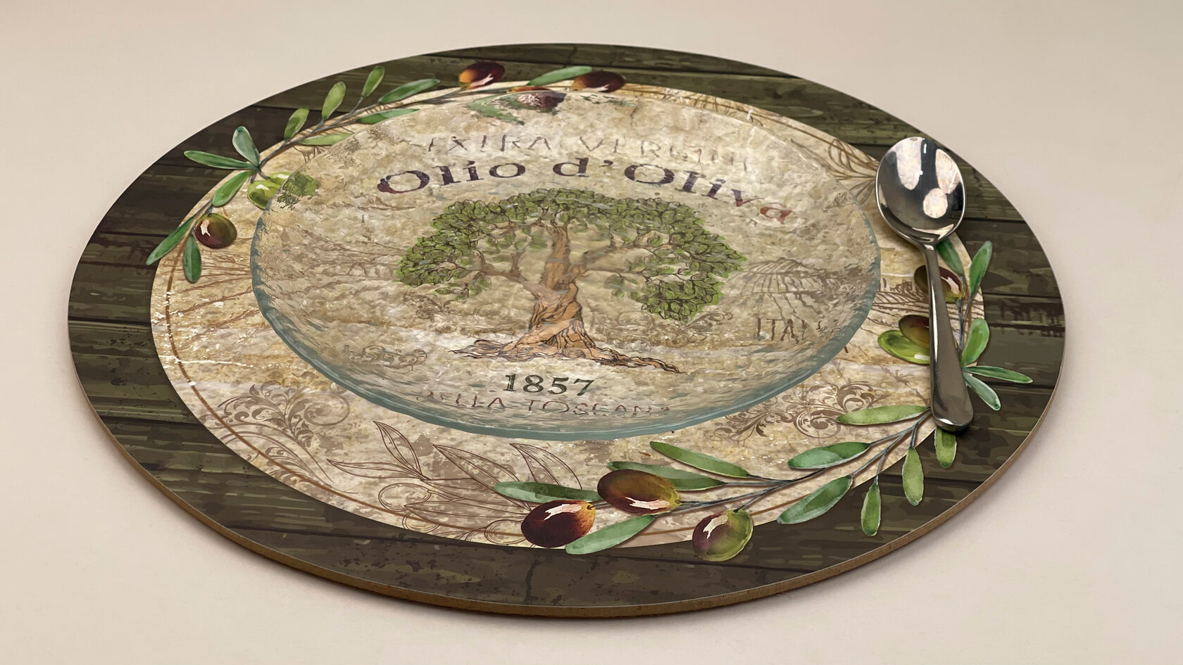 Салфетки сервировочные круглые из пробки "Благодатная олива"
