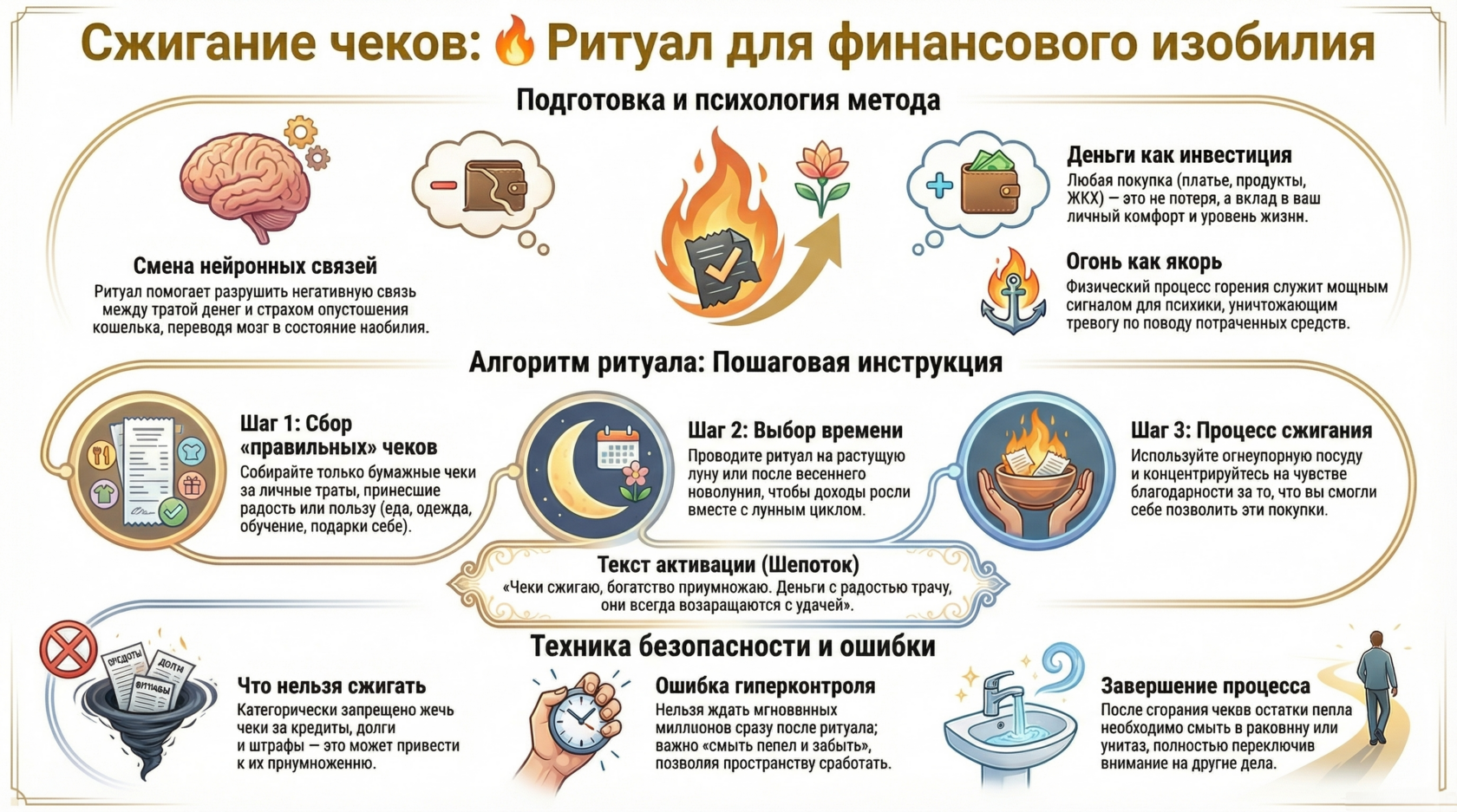 Сжигание чеков на деньги: как правильно проводить ритуал и какие слова говорить для возврата потраченного. Советы от Вована.