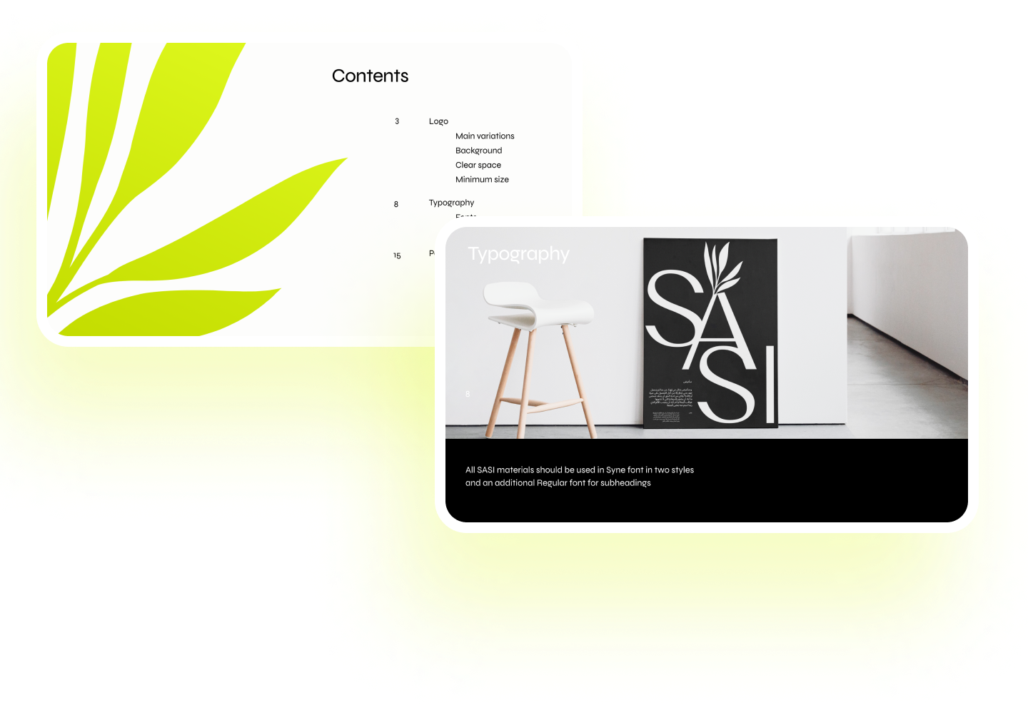 Слайды из логобука для компании "Sasi"