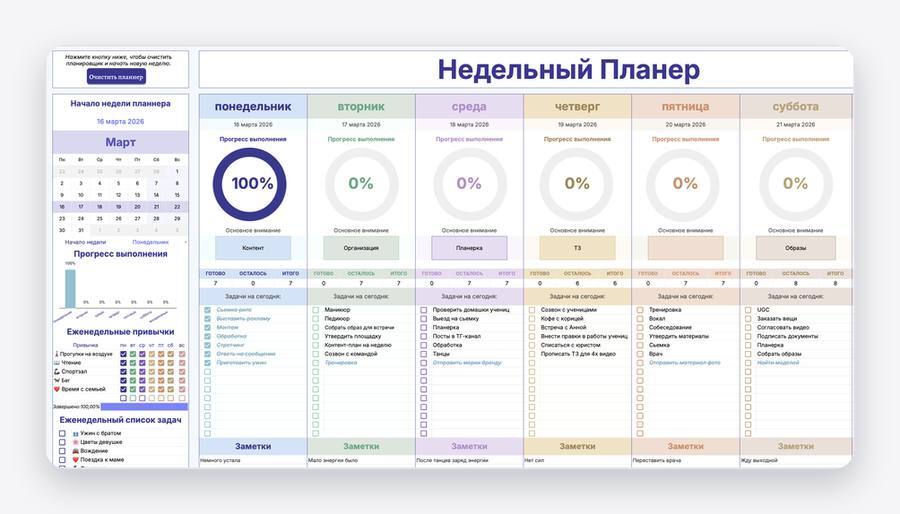 Недельный планер
