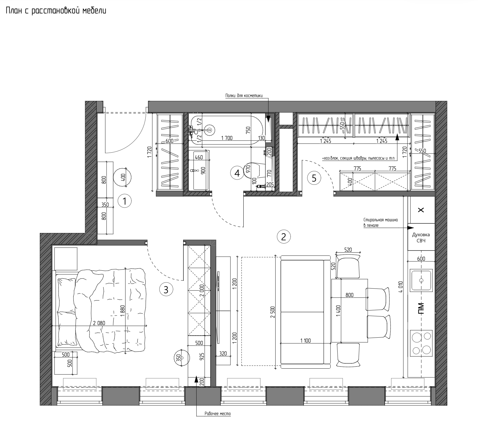 Планировка с мебелью 