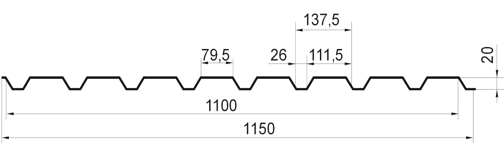 Профлист нс35 чертеж